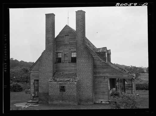 Untitled photo, possibly related to: Briscoe house seen from south. It was an old plantation home now inhabited by Negroes, descendants of the former owner's slaves. Near Ridge, Maryland. Saint Mary's County