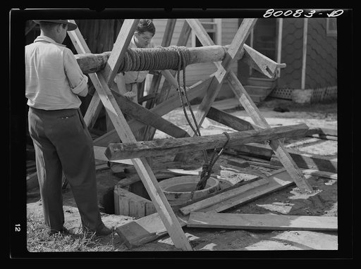 Culvert ready for lowering. Long well project, Saint Mary's County, Maryland