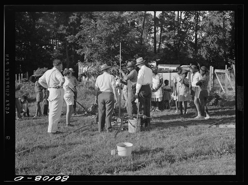 Untitled photo, possibly related to: Drop pipe is lowered into casing. Ridge well project, Saint Mary's County, Maryland