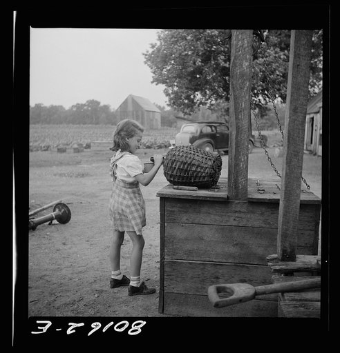 Little Miss Hardesty draws herself a drink. Charles County, Maryland