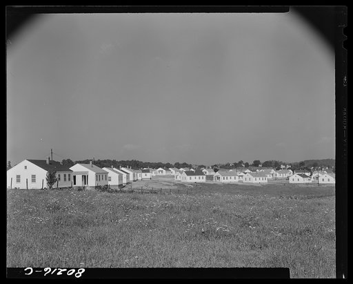 Untitled photo, possibly related to: Backyards of Hercules Powder Company workers homes providing space for gardens and playgrounds. FSA (Farm Security Administration) defense housing project. Radford, Virginia