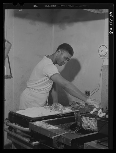 Craig Field cook says, "They is so well raised, they fry themselves-when one's cooked-they're all cooked." Craig Field, Southeastern Air Training Center, Selma, Alabama