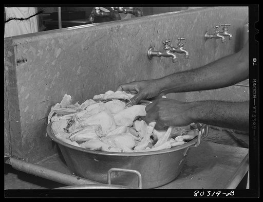 Craig Field cooks didn't have to do much washing of these well-dressed FSA (Farm Security Administration) "Food for Defense" chickens from Coffee County, Alabama. Craig Field Southeastern Air Training Center, Selma, Alabama