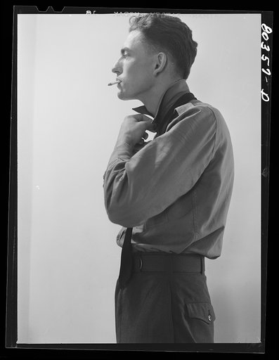 Untitled photo, possibly related to: Craig Field, Southeastern Training Center.Cadet dressing for Sunday dinner. Selma, Alabama