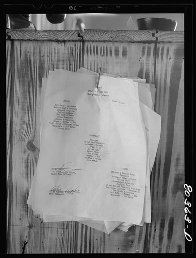 Untitled photo, possibly related to: "Manifesto of security." FSA "Food for Defense" program insures a sturdy diet for the men in training. Craig Field, Southeastern Air Training Center, Selma, Alabama