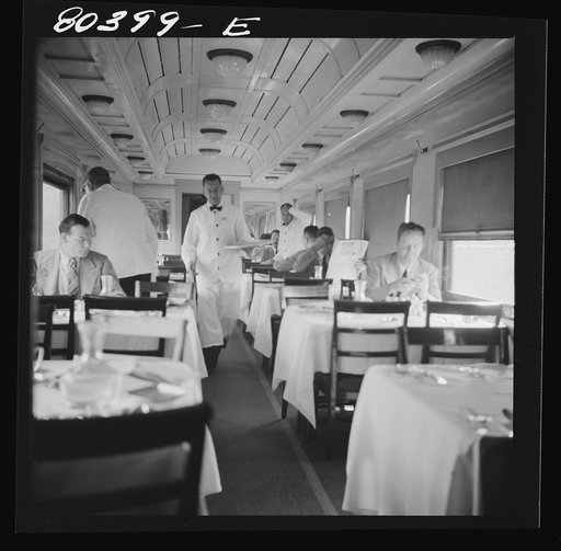Southern Railway dining car, 8 a.m., somewhere in Georgia