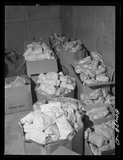 Chickens ready for delivery from the Enterprise Ice, Meat and Storage Company. Coffee County, Alabama