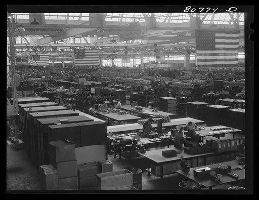 Untitled photo, possibly related to: Main alley in French building of Pratt and Whitney Aircraft Corporation. East Hartford, Connecticut