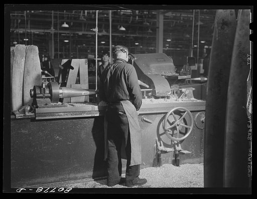Untitled photo, possibly related to: Profiler shaping propeller blade. Hamilton propeller plant, Hartford, Connecticut