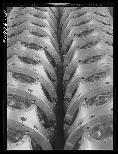 Engine parts. Pratt and Whitney Aircraft Corporation, East Hartford, Connecticut