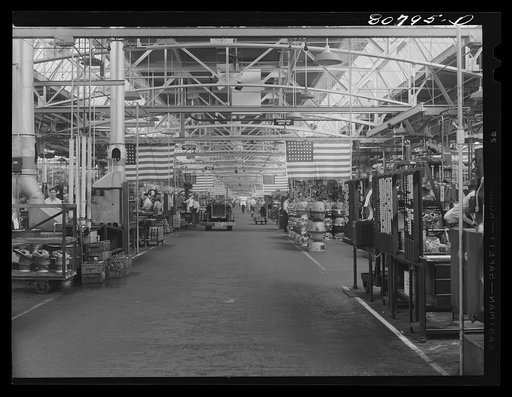 Main alley in French building of Pratt and Whitney Aircraft Corporation. East Hartford, Connecticut