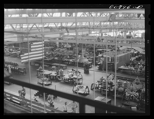 Engine assembly room. Pratt and Whitney propeller plant at East Hartford, Connecticut
