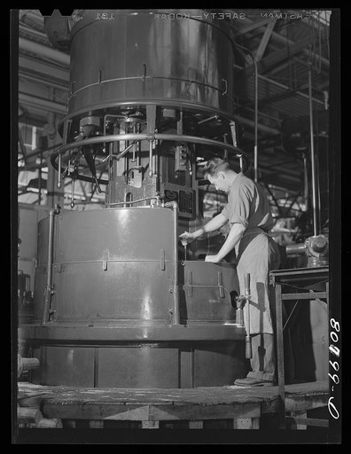 Machining engine parts. Pratt and Whitney Aircraft Corporation. East Hartford, Connecticut