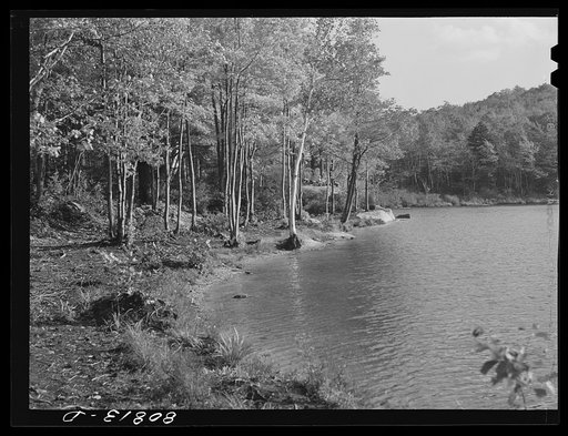 Lake opened to picnickers by the CCC (Civilian Conservation Corps) in the Savoy Mountain State Park, Massachusetts