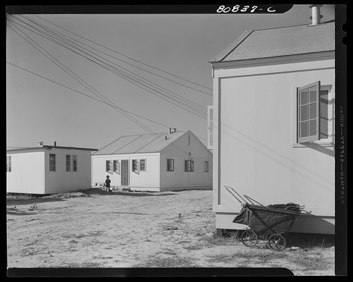 Untitled photo, possibly related to: Prefabricated houses designed to accommodate two families. FSA (Farm Security Administration) defense housing project. Hartford, Connecticut
