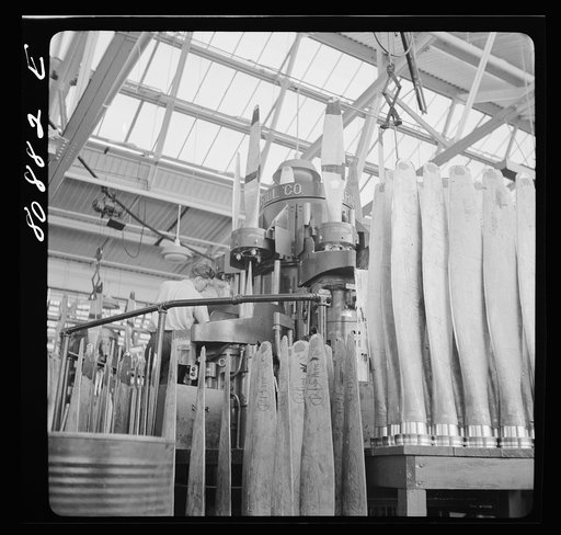 Blade reamer. Hamilton Propeller plant, East Hartford, Connecticut
