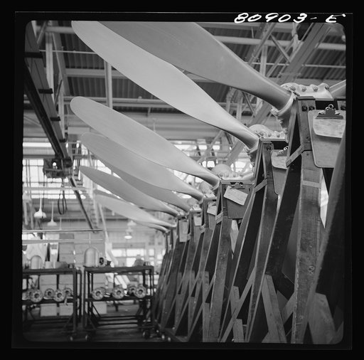 Untitled photo, possibly related to: Finished propellers. Hamilton propeller plant. East Hartford, Connecticut
