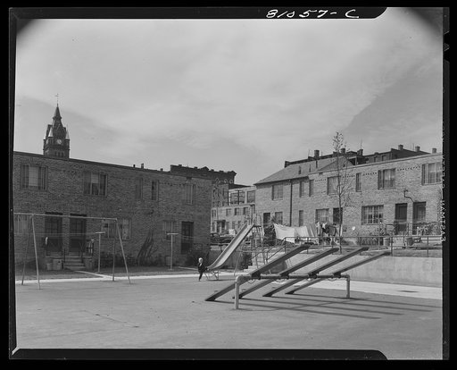 FHA (Federal Housing Administration) low income housing project is built on the edge of the "slum area" at Holyoke, Massachusetts