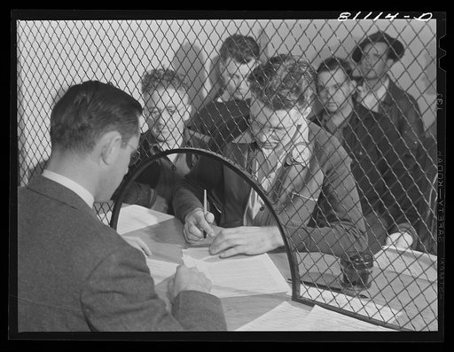 Defense workers signing up for house. FSA (Farm Security Administration) defense housing project. Hartford, Connecticut