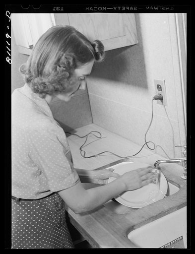 Housework has been efficiently planned into the designs for FSA (Farm Security Administration) defense housing project. Hartford, Connecticut