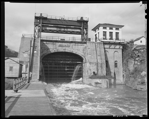 The highest lift lock in America. Little Falls, New York