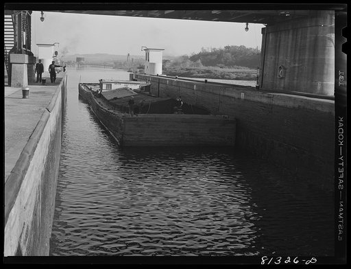 Barges lying in Lock Eleven. Amsterdam, New York