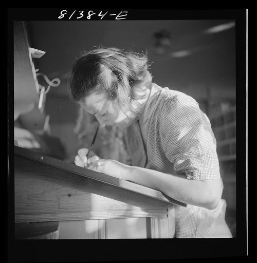Untitled photo, possibly related to: Writing cards home to the "folks." Mohawk Trail, Massachusetts