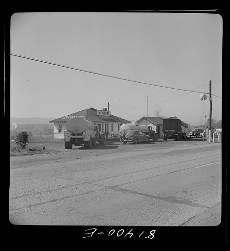 Truckers rest along the Mohawk River near Utica, New York