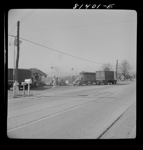 Untitled photo, possibly related to: Truckers rest along the Mohawk River near Utica, New York