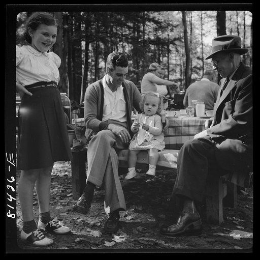 Untitled photo, possibly related to: The young and the old joined the pilgrimage into the fall spendor of the Berkshires. Mohawk Trail, Massachusetts. State-owned camp and picnic site