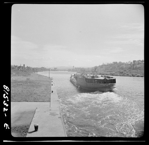Untitled photo, possibly related to: Tanker churning out of Lock Eleven, Erie Canal, New York