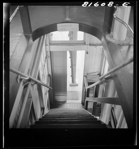 Looking down to the main deck on the Hudson River ferry, New York