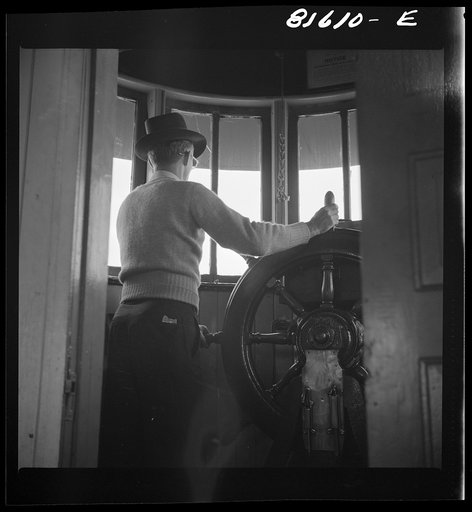 Pilot on Hudson River ferry between Hudson and Athens, New York