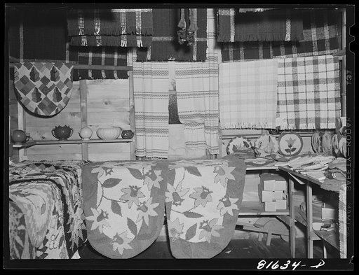 Hooked rugs and hand weaving are for sale at many stands along the Mohawk Trail, Massachusetts