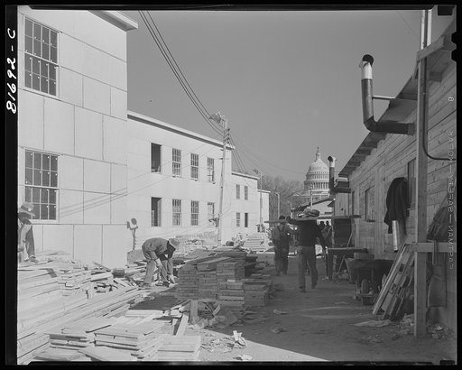 Untitled photo, possibly related to: Constructing emergency office space. Washington, D.C.