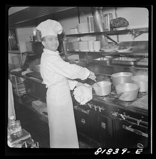 Chef in North Beach Italian restaurant. San Francisco, California