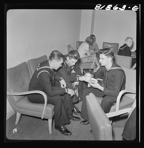 Untitled photo, possibly related to: USO (United Service Organizations) servicemen's club. Civic Center, San Francisco, California