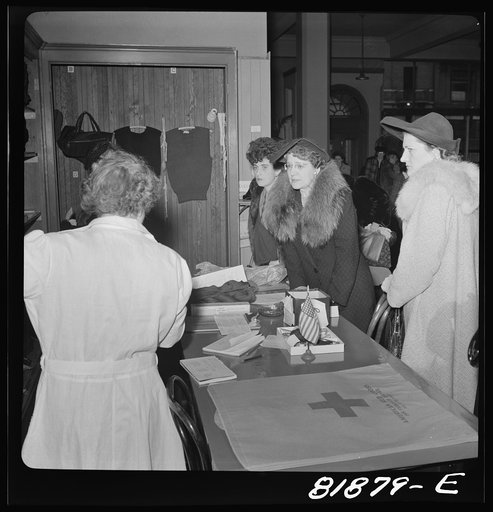 Signing up for Red Cross duties. Red Cross headquarters. San Francisco, California