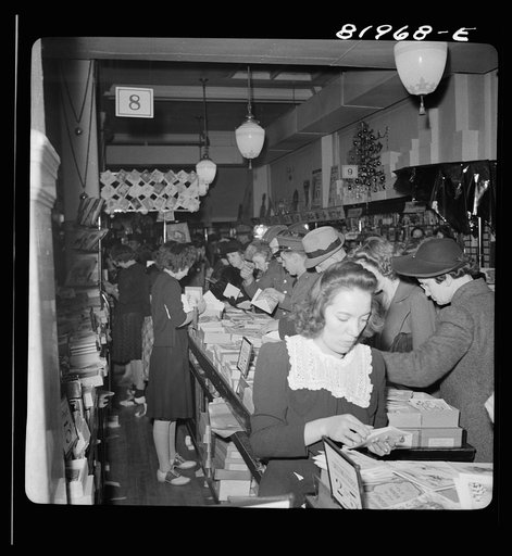 Untitled photo, possibly related to: Washington, D.C. Christmas shopping in Woolworth's five and ten cent store