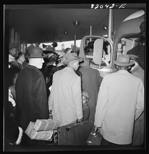 Untitled photo, possibly related to: Washington, D.C. Christmas rush in the Greyhound bus terminal