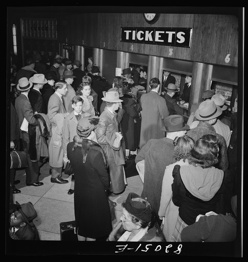 Untitled photo, possibly related to: Washington, D.C. Christmas rush in the Greyhound bus terminal