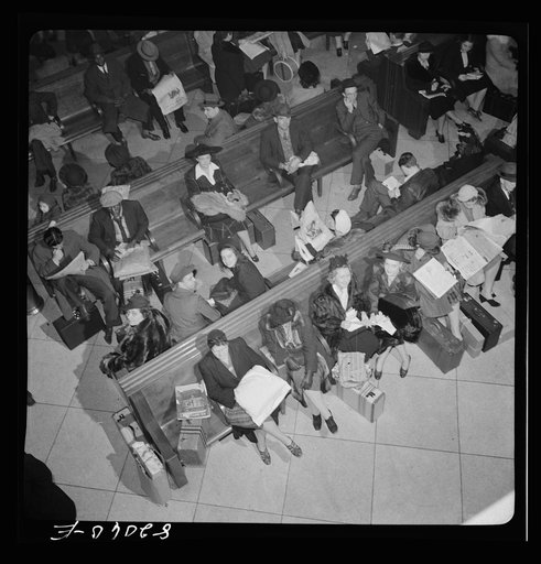Untitled photo, possibly related to: Washington, D.C. Christmas rush in the Greyhound bus terminal