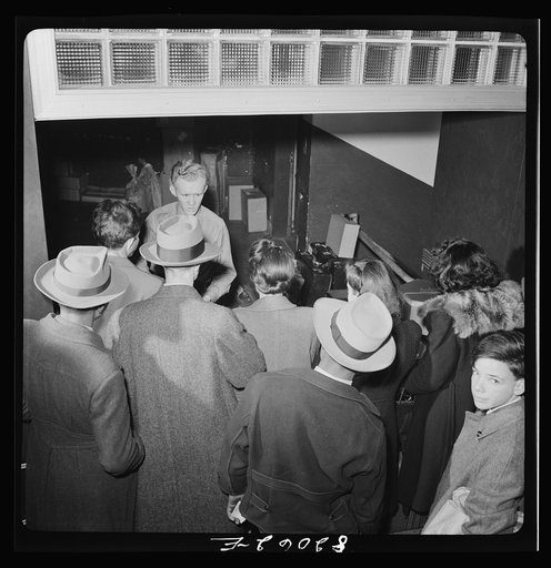Washington, D.C. Christmas rush in the Greyhound bus terminal. Checking bags