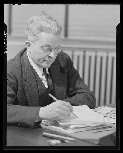 Untitled photo, possibly related to: Washington, D.C. Portrait of Mr. Roy E. Stryker, photograph chief of the FSA (Farm Security Administration)