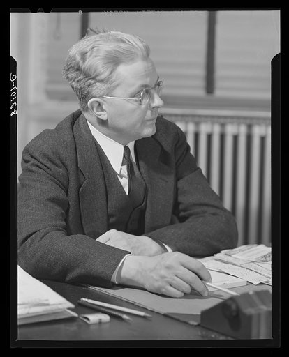Untitled photo, possibly related to: Washington, D.C. Portrait of Mr. Roy E. Stryker, photograph chief of the FSA (Farm Security Administration)