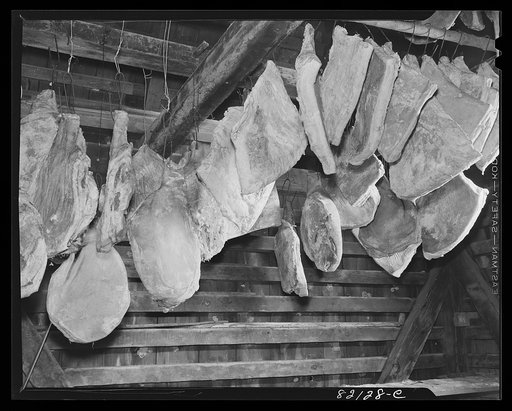 Cured pork of FSA (Farm Security Administration) client at Calvert County, Maryland