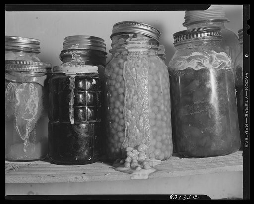 Jars stored too near to the stove get hot and blow their lids off. Calvert County, Maryland