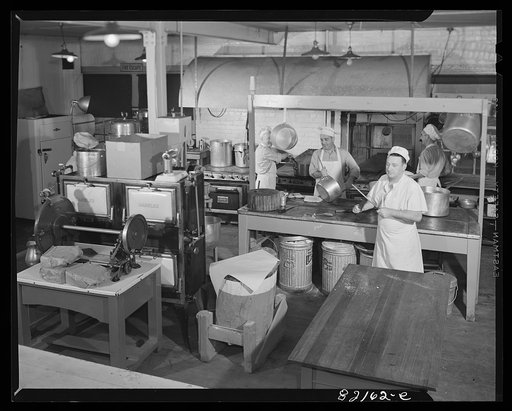 Washington, D.C. Kitchen of the largest self-help cafeteria where clients buy food with scrip