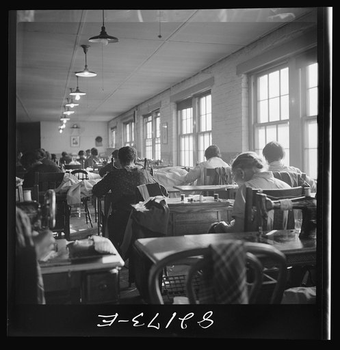 Untitled photo, possibly related to: Washington, D.C. Sewing room in the self-help exchange