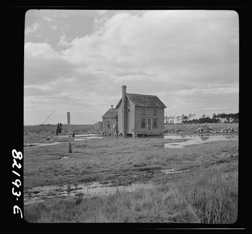 Dorchester County, Maryland. High tide sweeps under the floor of this "waterman's" home on Gibson Island
